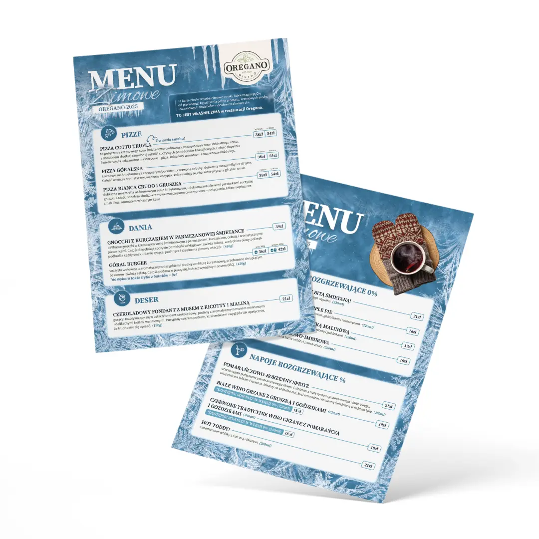Karta menu restauracji i materiały reklamowe